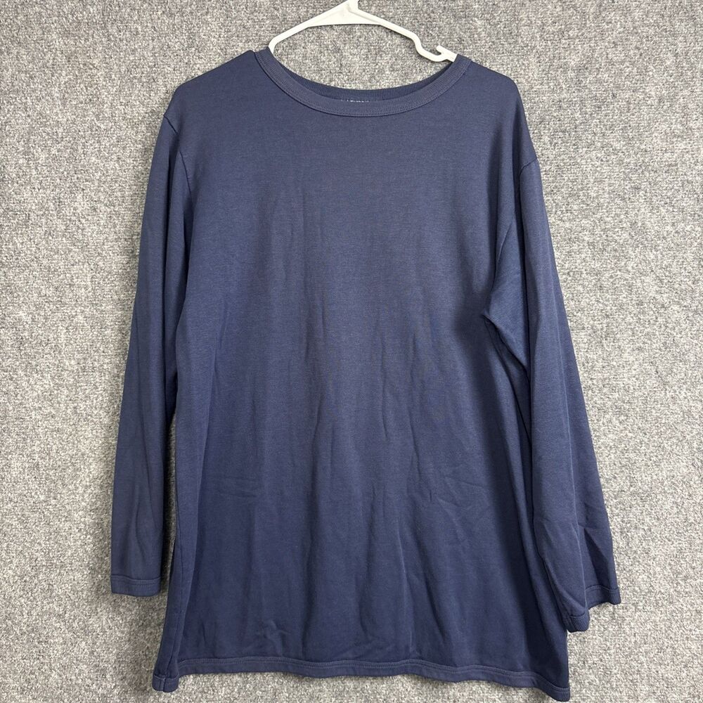 KnittMixx Fleece  Top Blouse  Womens Size L Blue Sweatshirt Casual